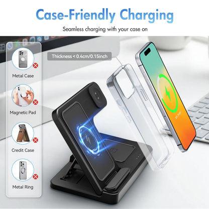 Wireless Charger for Iphone,3 in 1 Wireless Charging Station for Iphone 17 16 15 14 13 12 11 Pro Max plus XS XR X 8,For Iwatch 9 8 7 6 5 4 3 2 Se,For Airpods 3 2 Pro,Blue,No Adapter