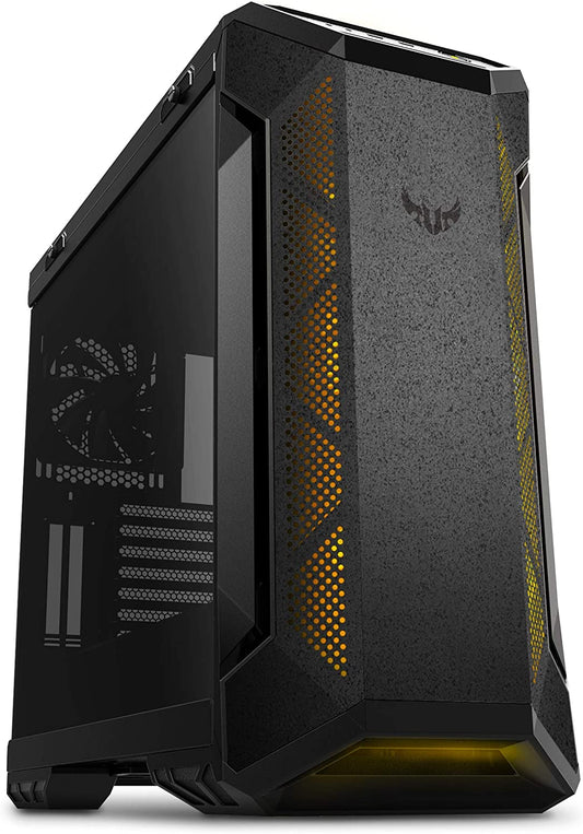 TUF Gaming GT501 Mid-Tower Gaming Case, EATX Support, Pre-Installed 4 Case Fans, USB 3.0 Front Panel, Smoked Tempered Glass, Steel Construction, 2 Year Warranty